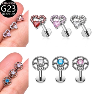 OEM 16G G23 Titanium Zirkoon Bruiloft Oorbellen Oorbeugel Body <span class=keywords><strong>Piercing</strong></span> Sieraden Platte Achterkant Trendy Labret - Product Image 3