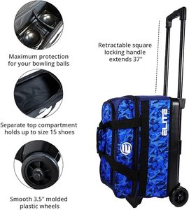 Échantillon gratuit Brunswick Durabilité Facile à transporter Sac <span class=keywords><strong>de</strong></span> bowling à roulettes pour 2 boules avec poche pour accessoires, poignée rétractable - Product Image 2