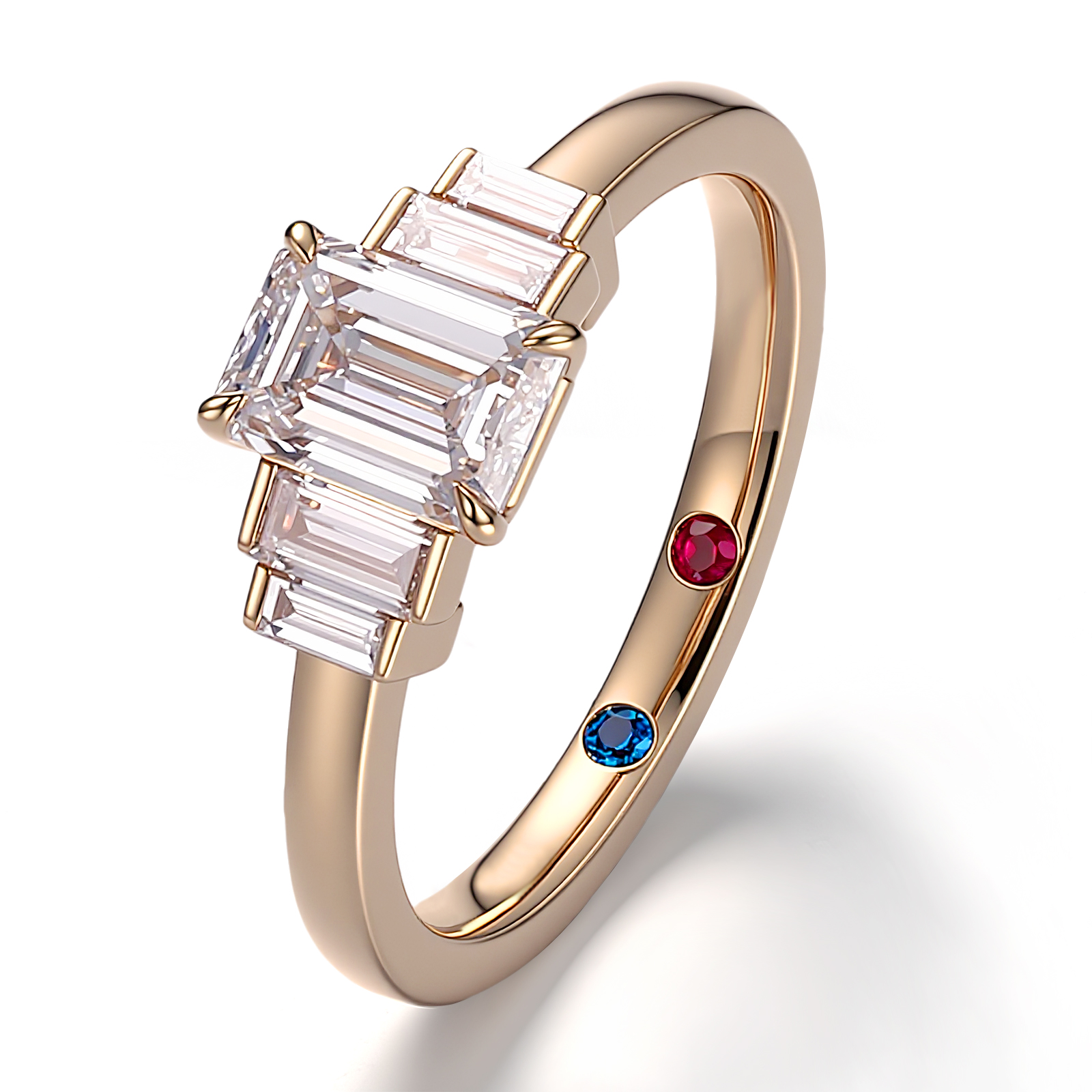 Bague en or massif 14 carats avec diamant de laboratoire.