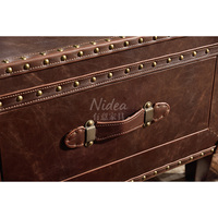 Nidea Coffre en cuir vintage rétro de qualité supérieure, table basse à cigares, salon, pub, club, studio, meubles multifonctionnels