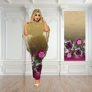 Toub soudanais pour femmes, impression numérique personnalisée suisse, tissu floral soudanais, voile transparent, écharpes ethniques, châles, design floral le plus récent - Product Image 1
