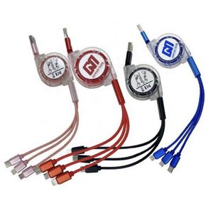 Phone 3-in-1 Fast Charging Data <b>Cable</b> with <b>Micro</b> <b>USB</b> Plastic Material Adjustable Design - Product Image 1