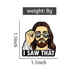 Spilla smaltata divertente con Gesù che fa capolino, design religioso di Gesù con occhiali da sole, accessorio distintivo da bavero per amici - Product Image 6