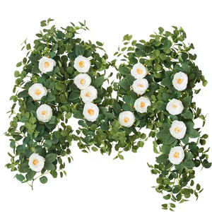 Venta directa de fábrica: Arreglo floral para pared, camelia encriptada, hoja de dinero, decoración para mesa de comedor, guirnalda de flores artificiales. - Product Image 3