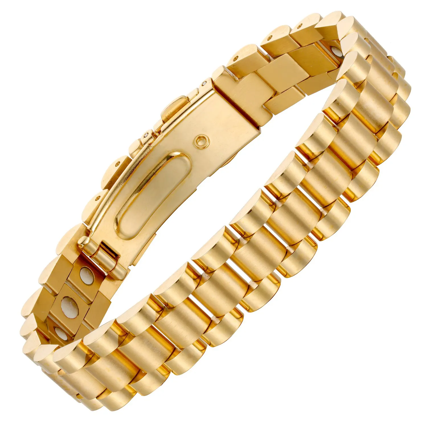BioMagnetic Jewelry Minimalist Adjustable Men 18K Gold Plate Stainless Steel Magnetic Bracelet