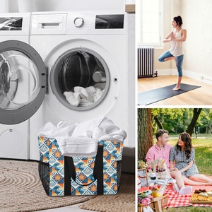 Portable Custom Design Island Flower Guam Design Storage Tote Canvas <b>Foldable</b> Dust <b>Bag</b> Large Laundry <b>Bag</b> with Mesh Pockets - Product Image 6