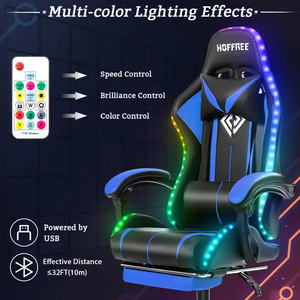 Chaise de jeu inclinable ergonomique en cuir pivotante <span class=keywords><strong>PC</strong></span> Racing avec repose-pieds - Product Image 6