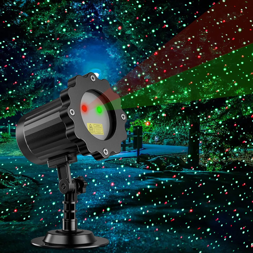 Kırmızı ve yeşil lazer noel projektör işıkları uzaktan kumanda tam yıldız duş lazer ışıkları