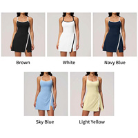 Robe de tennis respirante pour femme avec logo personnalisé, dos évidé, sans manches, coupe ajustée, séchage rapide, avec poche