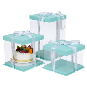 6/8/12英寸宠物单双层烘焙包装盒生日可定制塑料透明蛋糕盒