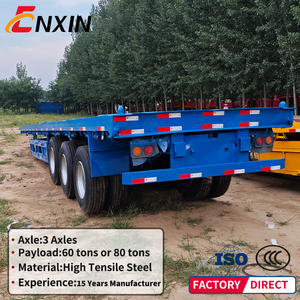 Remolque de Plataforma Plana de 12m a Buen Precio, Semirremolque de Plataforma Plana para Carga, Semirremolque <span class=keywords><strong>Portacontenedores</strong></span> de 3 Ejes - Product Image 1