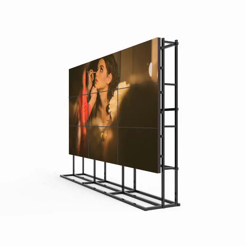 55 inci 2x2 2x3 lampu latar LED dinding Video LCD dalam ruangan dengan Panel Bezel Ultra tipis mulus 1.7mm untuk tampilan iklan