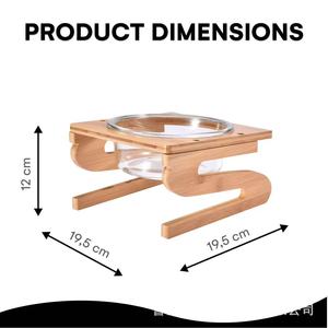 Comedero elevado de madera para mascotas con base antideslizante para gatos y perros, plato de vidrio extraíble, fácil de limpiar - Product Image 4