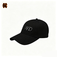 Gorra de Béisbol de Algodón Estructurada de 6 Paneles, Color Negro, con Logotipo Bordado en 3D Personalizado, Estilo Minimalista de Lujo, Venta al Por Mayor OEM, MOQ 50