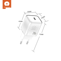 Pengisi Daya Rumah Universal Ramah Lingkungan WUW PD20W GaN Mini Ukuran Kecil Tipe-C Tunggal Pengisian Cepat Menerima OEM Pengisi Daya USB-C PD