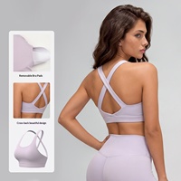 Nouvel Arrivage Haut de Yoga à Dos Croisé Effet Soie, Très Élastique, Respirant, avec Coussinets Amovibles pour la Gym, la Course et l'Entraînement Quotidien