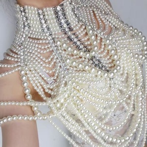 Robe sexy à porter avec des chaînes de perles, veste, tenue, combinaison une pièce, design de cristal de reine, costume de danse pour DJ, <span class=keywords><strong>chanteuse</strong></span> féminine, mariage - Product Image 1