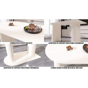 DB 63 Mesa de comedor MDF de moda moderna Nuevo estilo crema con lados irregulares Ingeniería gruesa para 4-8 personas para la barra del hogar - Product Image 6