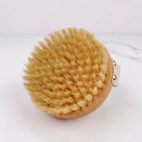Brosse corporelle ronde en bois de hêtre avec logo personnalisé, poils de sanglier naturels, brosse exfoliante pour le bain, pour un nettoyage en profondeur de la peau