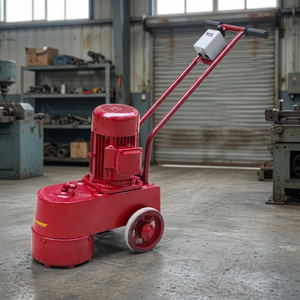 Meuleuse à béton rouge à commande manuelle, moteur 380V, avec une seule roue et une conception de guidon - Product Image 3