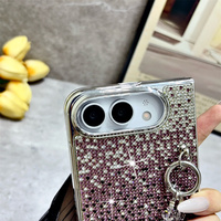 Étui de téléphone élégant et glamour avec strass dégradés, cadre plaqué duo, bracelet perlé en cristal, coque de protection