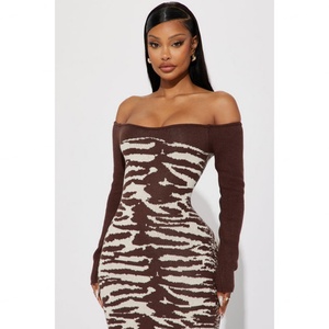 Wholesale New Products Autumn New Fashion Stripe Dress Comfortable and Elastic Style Full of Middle Length Dress - Product Image 2