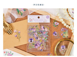Pegatinas de PET con Estampado en Caliente de Flores, Pegatinas Decorativas para Manualidades, Paquete de Pegatinas con Diseño de Sueño Errante - Product Image 6