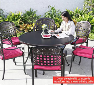 Ensemble de table de jardin <span class=keywords><strong>pour</strong></span> l'extérieur, cadre en aluminium, table de repas <span class=keywords><strong>pour</strong></span> balcon et <span class=keywords><strong>barbecue</strong></span> - Product Image 4