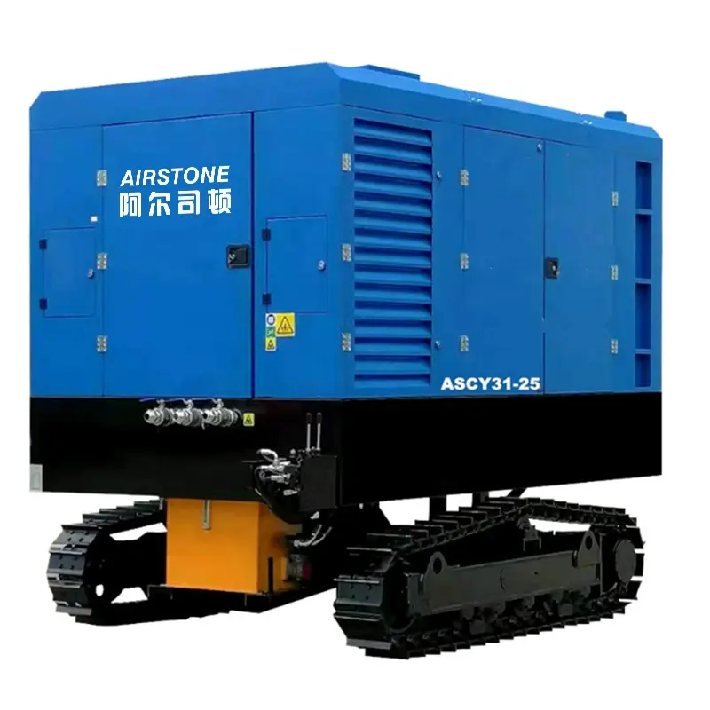 Airstone Ascy 31/25 25bar Diesel Gesmeerde Draagbare Compressor 1100cfm 295kw Diesel Motor Schroef Luchtcompressor Met Wielen