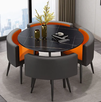 Ensemble table et chaises de salle à manger en marbre moderne pour réception, négociation, bureau de vente, table à manger 4 personnes, petite table de luxe légère