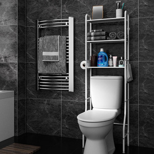 Shelf <strong>Rack</strong> Space Saver Metal Bathroom Floor <strong>Towel</strong> Iron Household No Drill Toilet <strong>Storage</strong> <strong>Rack</strong> - Product Image 1