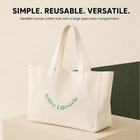 Sac fourre-tout en toile de coton personnalisé, sacs de courses réutilisables écologiques avec impression de logo pour les propriétaires de marques
