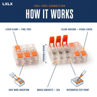 Connecteurs rapides JUNPAI 8P 12V en laiton pour applications électriques, 4 entrées/4 bornes