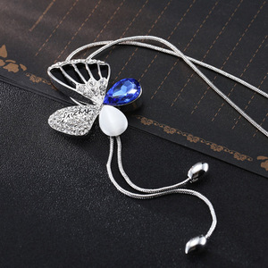 שרשרת אופנה חמה שרשרת פרפר נשים שרשרת ארוכה של אבני חן - Product Image 1