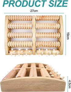 Masajeador de Pies de Madera de Alta Gama Hecho a Mano con 5 Rodillos, Excelente para Aliviar el Dolor de Pies - Product Image 1