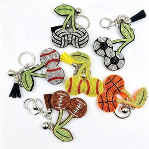 Porte-clés en métal à transfert thermique, style clown <span class=keywords><strong>de</strong></span> <span class=keywords><strong>dessin</strong></span> <span class=keywords><strong>animé</strong></span>, orné <span class=keywords><strong>de</strong></span> strass, avec pompon, tendance, style européen-américain transfrontalier - Product Image 6