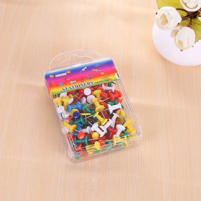 Màu hào phóng hộp i-nail thông báo ngón tay cái tacks Đa-Chức năng pushpins 100pcs văn phòng văn phòng phẩm bán buôn