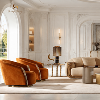 Ensemble de canapés de salon de luxe, moderne et élégant, canapé en velours de haute qualité, fauteuil, meubles, canapé simple et fauteuil doré