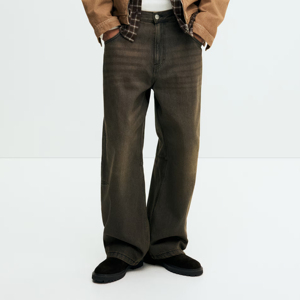 กางเกงยีนส์ขาตรงทรงหลวมโอเวอร์ไซส์สำหรับผู้ชายกางเกงยีนส์ขาบานกางเกงผ้านุ่มใส่สบายสวมใส่สบายทันสมัยแนวสตรีทผลิตจากบังคลาเทศ - Product Image 4