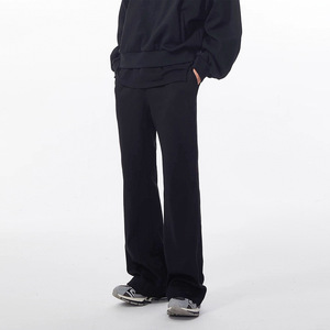 Pantalones Deportivos Cleanfit Vintage Grises de Lana con Corte Holgado, Estilo Urbano para Invierno, Unisex, Cintura Baja Elástica - Product Image 5