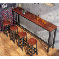 Nouvelle conception, table de bar longue en métal de style industriel vintage pour restaurant, cuisine, chaises et tables de bar à café en bois