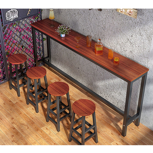 Thiết Kế Mới Công Nghiệp Cổ Điển Nhà Hàng Nhà Bếp Kim Loại Dài <span class=keywords><strong>Bar</strong></span> Bảng Gỗ Cà Phê <span class=keywords><strong>Bar</strong></span> Ghế Và Bảng - Product Image 6