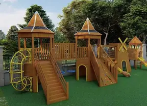 Jogo de playground ao ar livre para crianças, conjunto de playground ao ar livre de madeira para crianças
