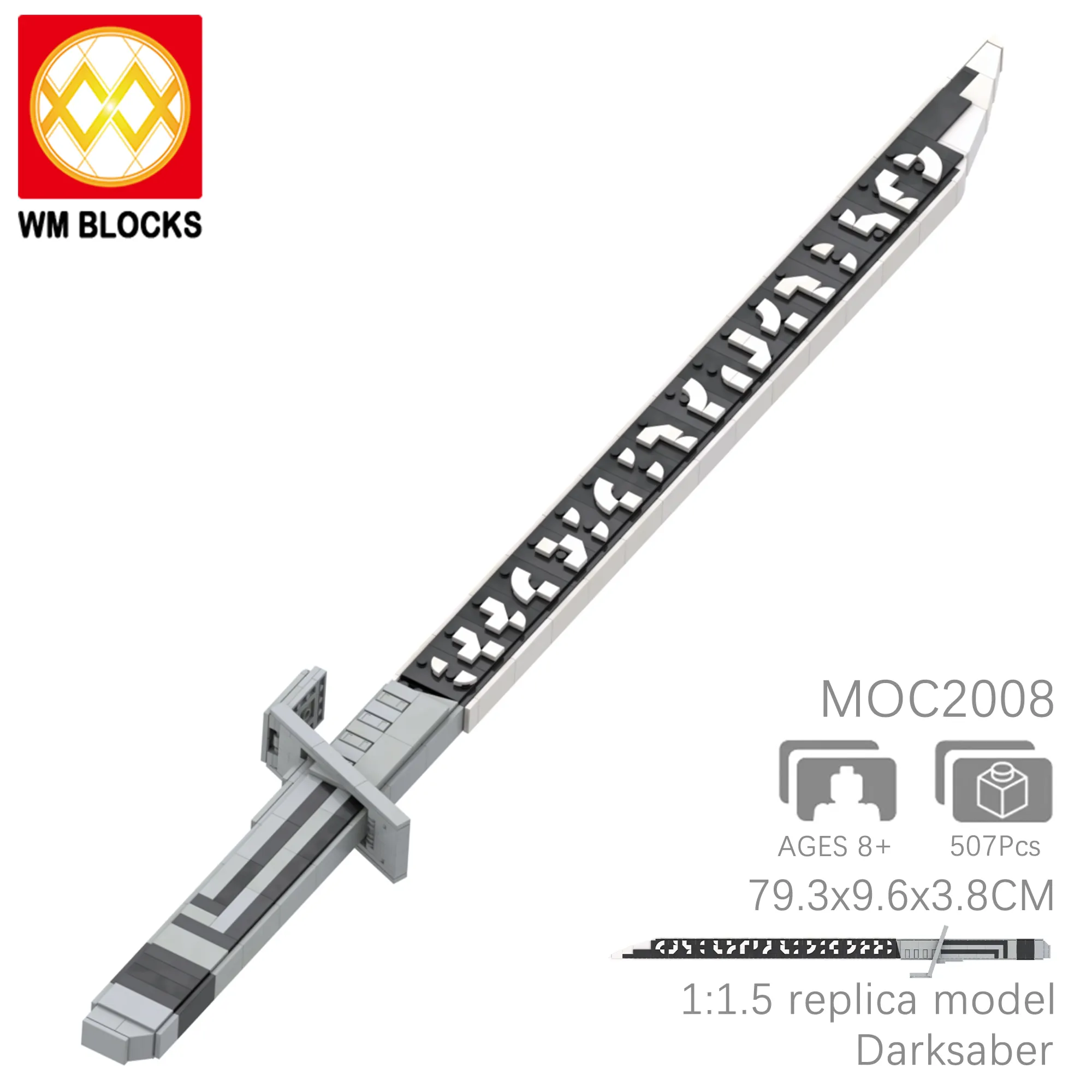 MOC2008 DARKSABER 1:1.5 real model Hot Sale space wars new arrival bricks Movie Action Collection figures Building Blocks Toys