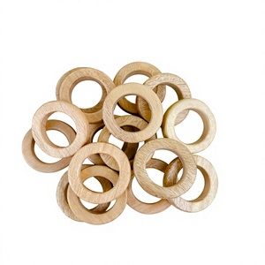 Anneaux de serviette en bois naturel, ronds, 4,5 cm, écologiques, décoration de table pour fête, mariage, dîner - Product Image 5