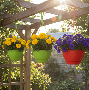 Pot de fleurs suspendu en PP coloré, simple, classique, minimaliste, durable, auto-arrosant, écologique, grande taille pour balcon et jardin - Product Image 4