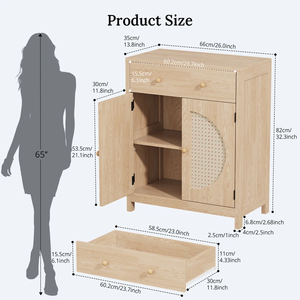 Buffet en rotin élégant avec étagères réglables, meuble de rangement multifonctionnel pour la salle à manger, le salon, l'organisation - Product Image 5