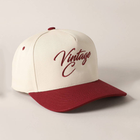 Gorras Snapback de 5 Paneles Bicolor Crema y Rojo Personalizadas de Fábrica Vietnamita, Gorra de Béisbol para Exteriores con LOGO Bordado para Adultos