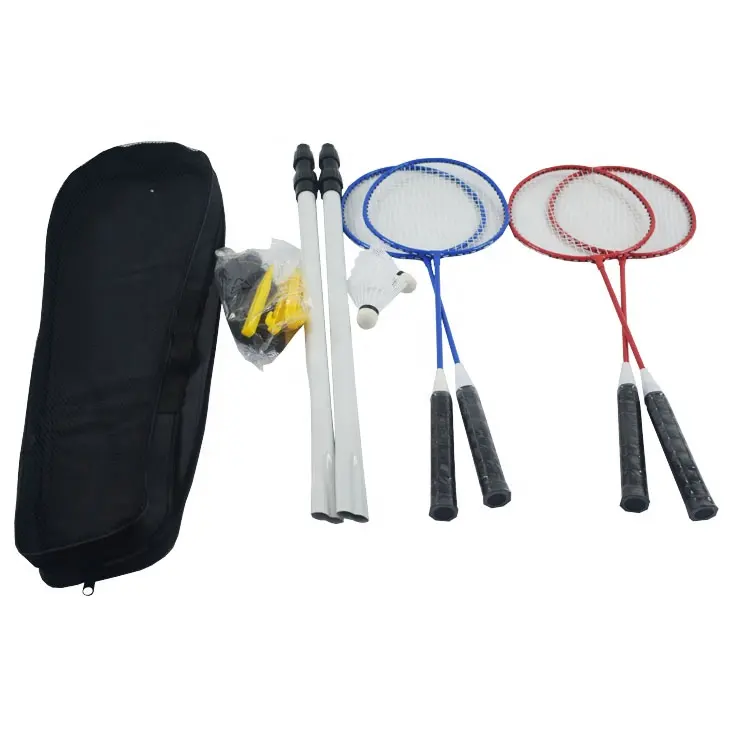 Set da Badminton in ferro 4 racchette 3 palline con borsa