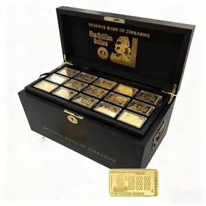 Livraison gratuite par FedEx, 270 lingots d'or plaqués or de 100 quintillions de dollars, lingot d'or du <span class=keywords><strong>Zimbabwe</strong></span> dans une belle boîte pour collection - Product Image 2